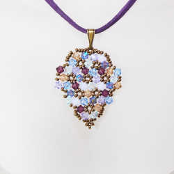 Pendant 40cm - Shea Grapes-Purple Suedine - Pendant 40cm - Laiton bronze